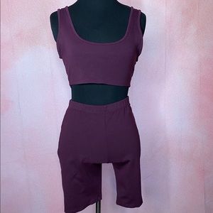 Fashion Nova eggplant biker shorts set